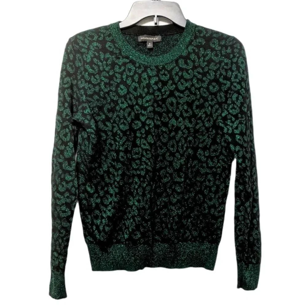 BANANA REPUBLIC Metallic Leopard Print Sweater S